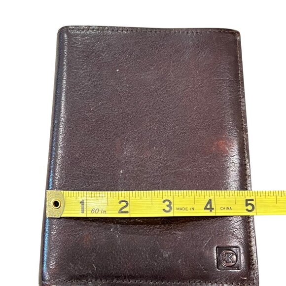 Calvin Klein Brown Leather Billfold Wallet With Snap & Zipper Closures - Picture 5 of 8